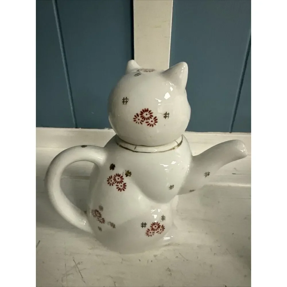 Vintage Oriental‎ Ceramic Kitty Fat Cat Teapot Tea Pot Made In China